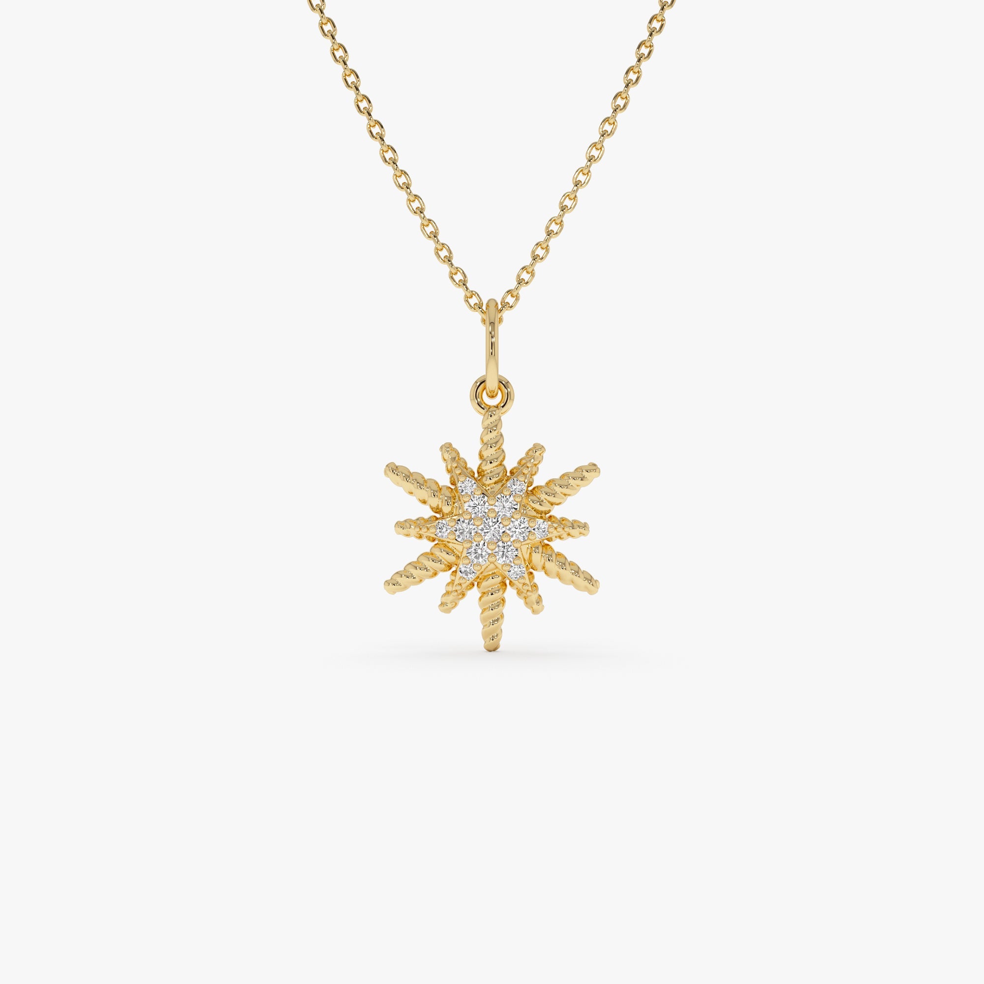 OBFJ0309 - 14k Twisted Gold Diamond Starburst Charm 1