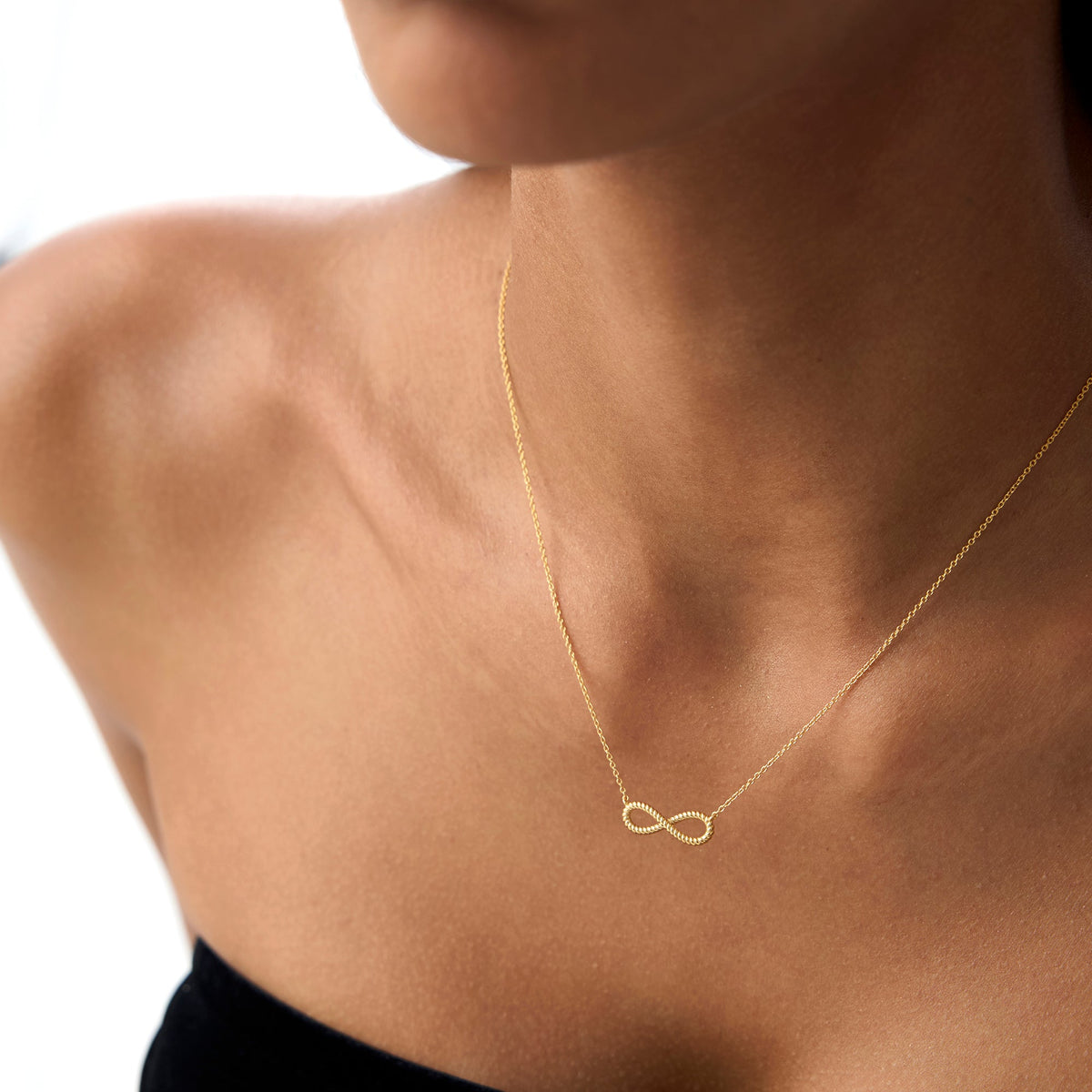 OBFJ0862 - Twist Rope Infinity Necklace necklace in selectable metal and diamond options - Roselle Jewelry view 3