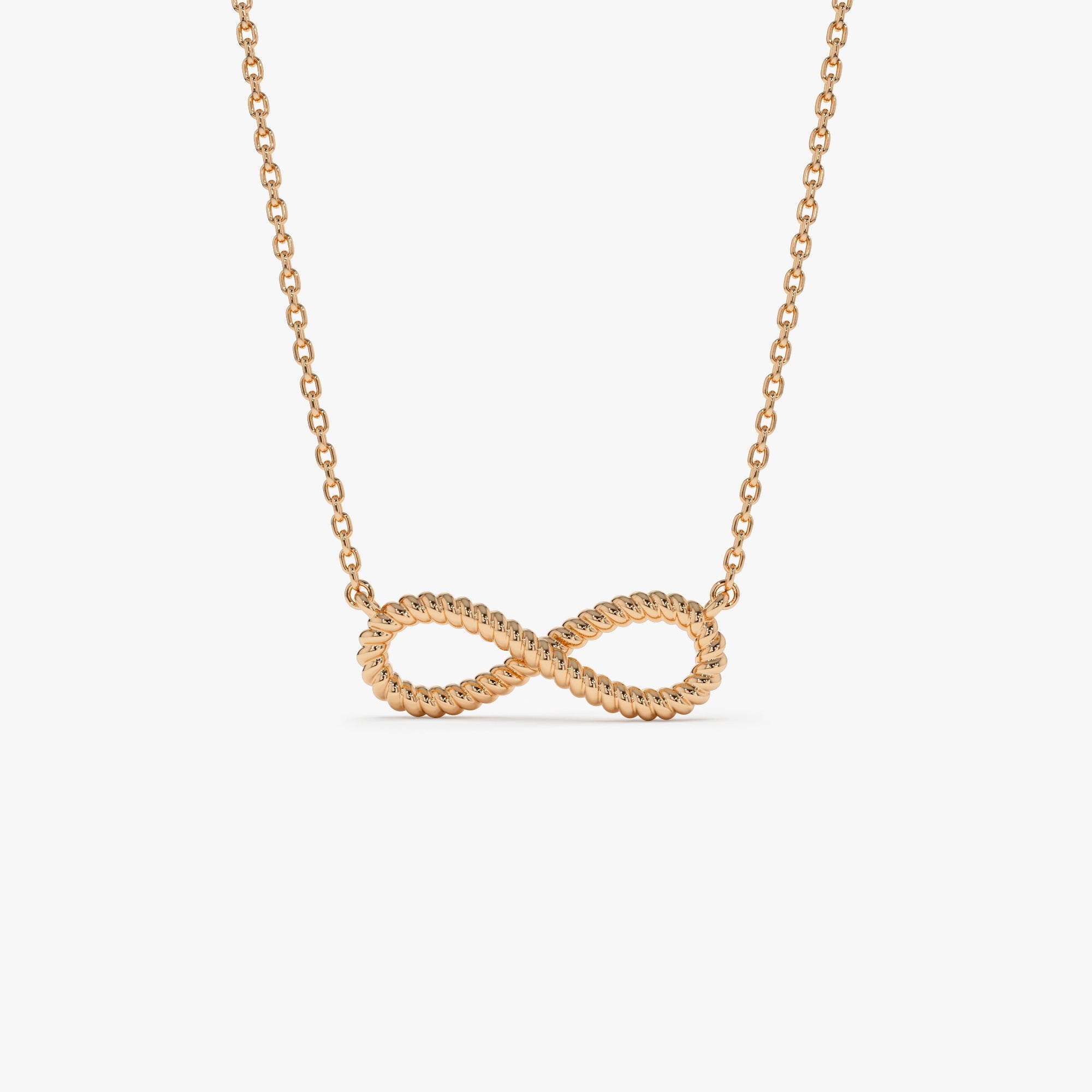 OBFJ0862 - Twist Rope Infinity Necklace necklace in selectable metal and diamond options - Roselle Jewelry view 7