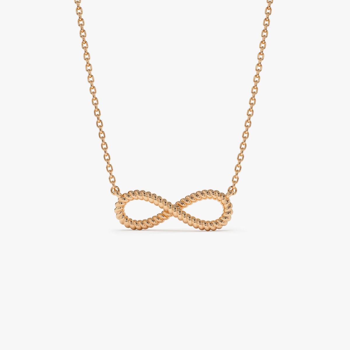 OBFJ0862 - Twist Rope Infinity Necklace necklace in selectable metal and diamond options - Roselle Jewelry view 7