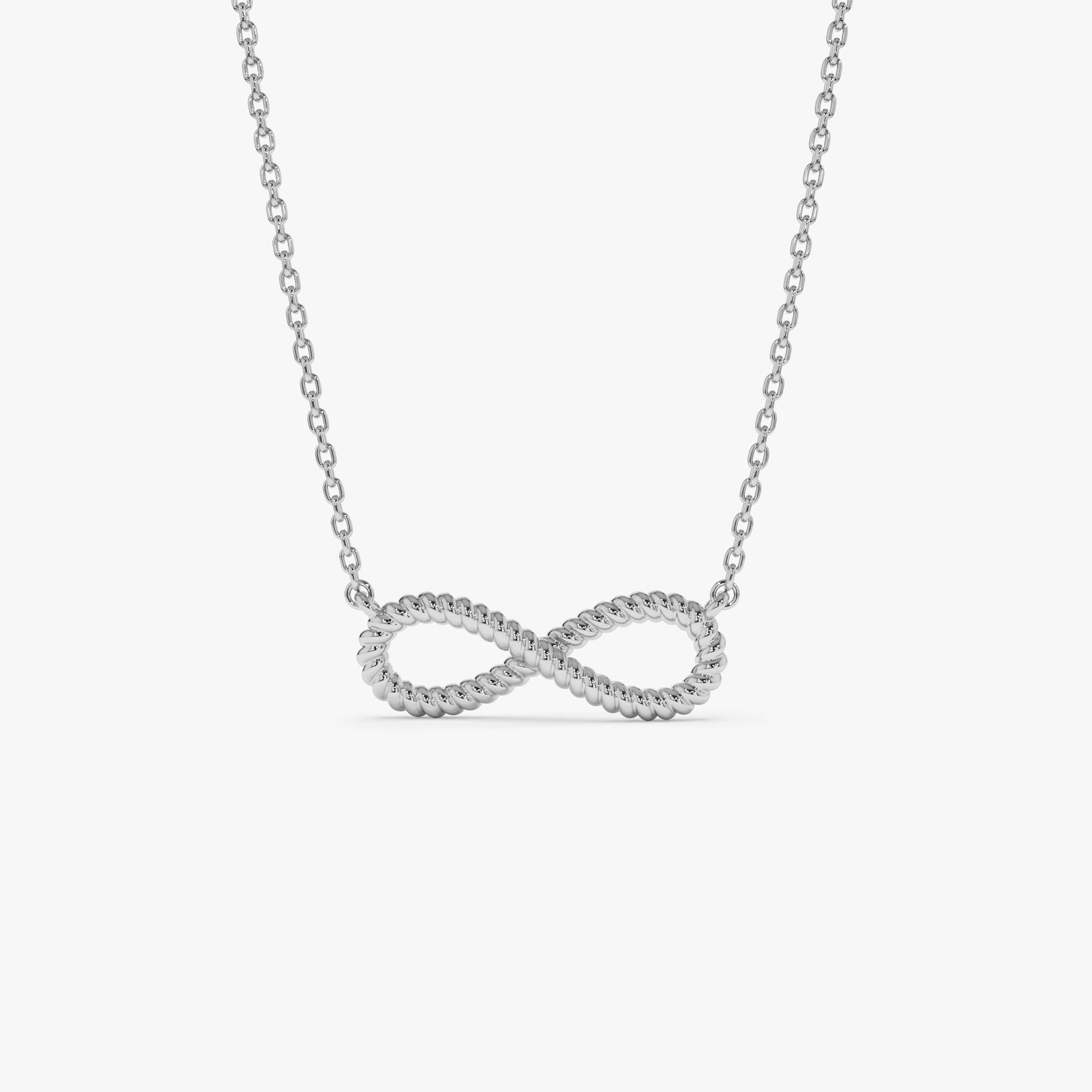 OBFJ0862 - Twist Rope Infinity Necklace necklace in selectable metal and diamond options - Roselle Jewelry view 6