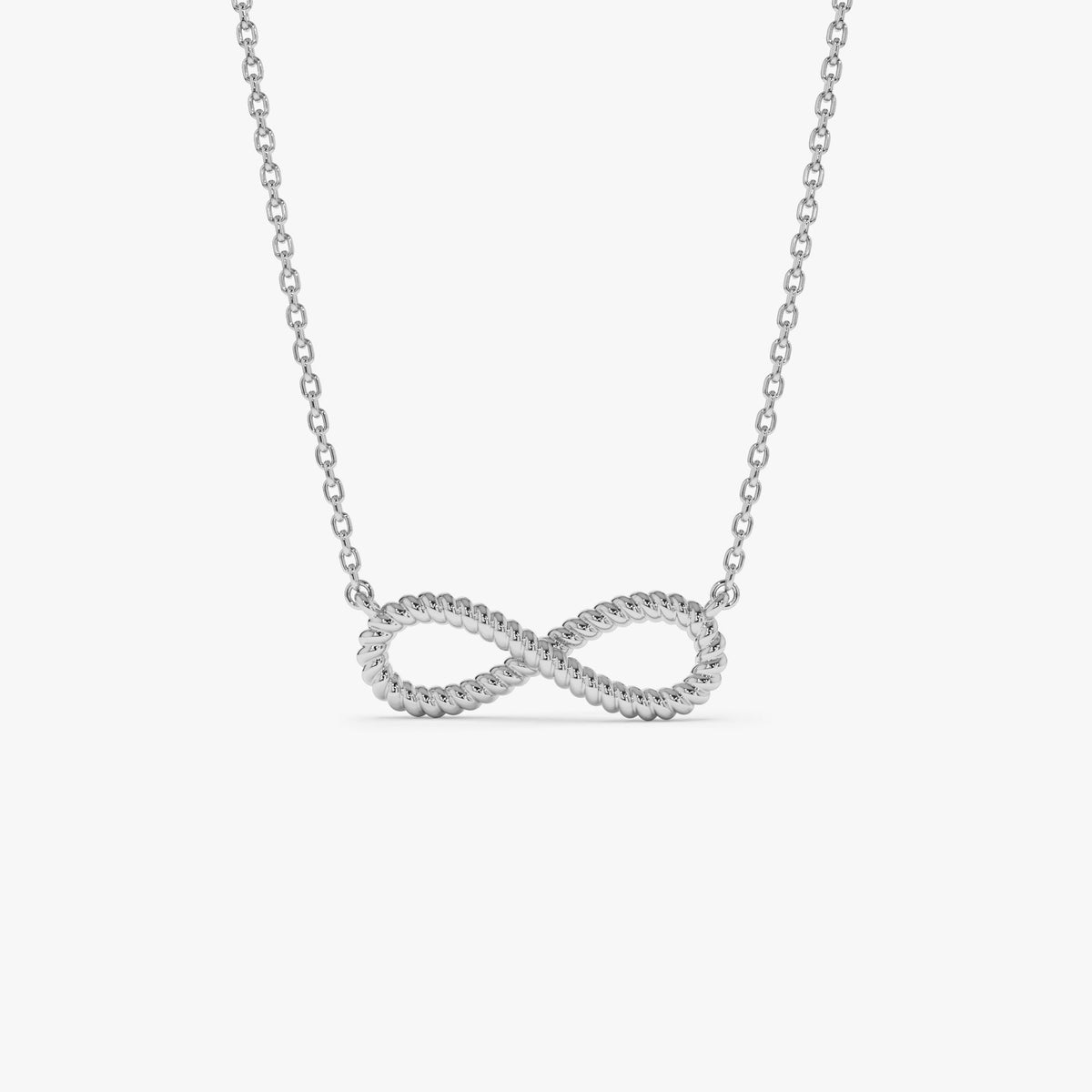 OBFJ0862 - Twist Rope Infinity Necklace necklace in selectable metal and diamond options - Roselle Jewelry view 6
