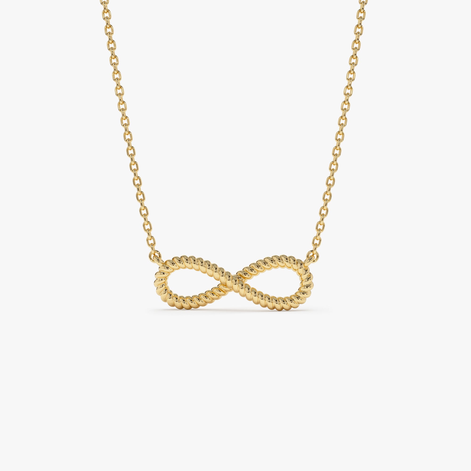 OBFJ0862 - Twist Rope Infinity Necklace necklace in selectable metal and diamond options - Roselle Jewelry view 1
