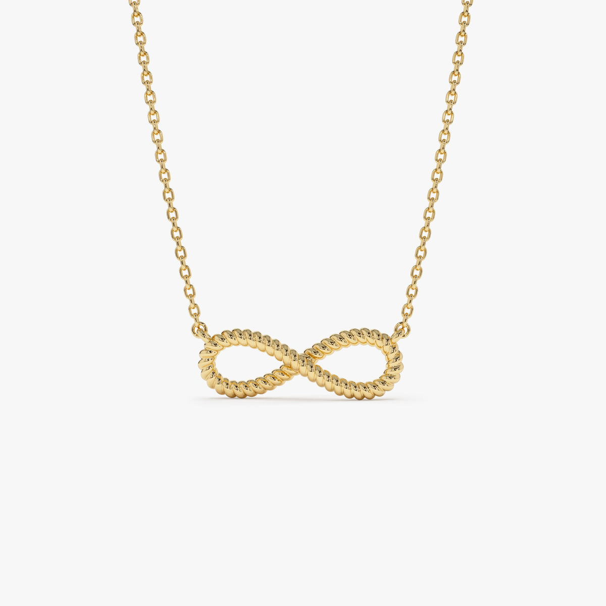 OBFJ0862 - Twist Rope Infinity Necklace necklace in selectable metal and diamond options - Roselle Jewelry view 1