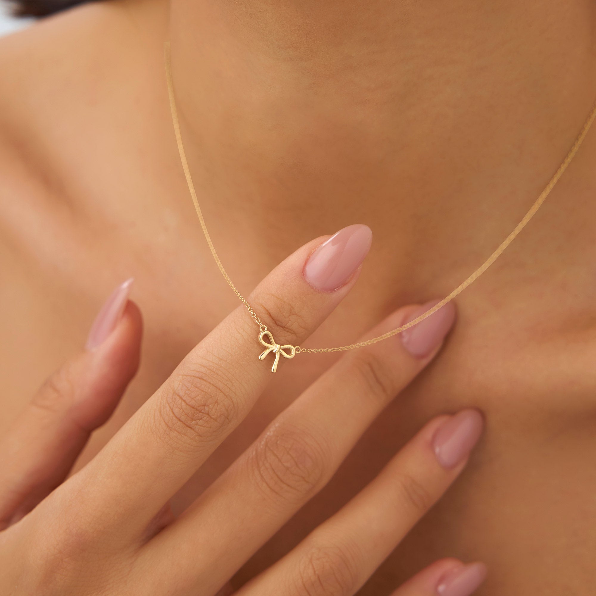 OBFJ0985 - 14Kt Plain Gold Ribbon Necklace 2