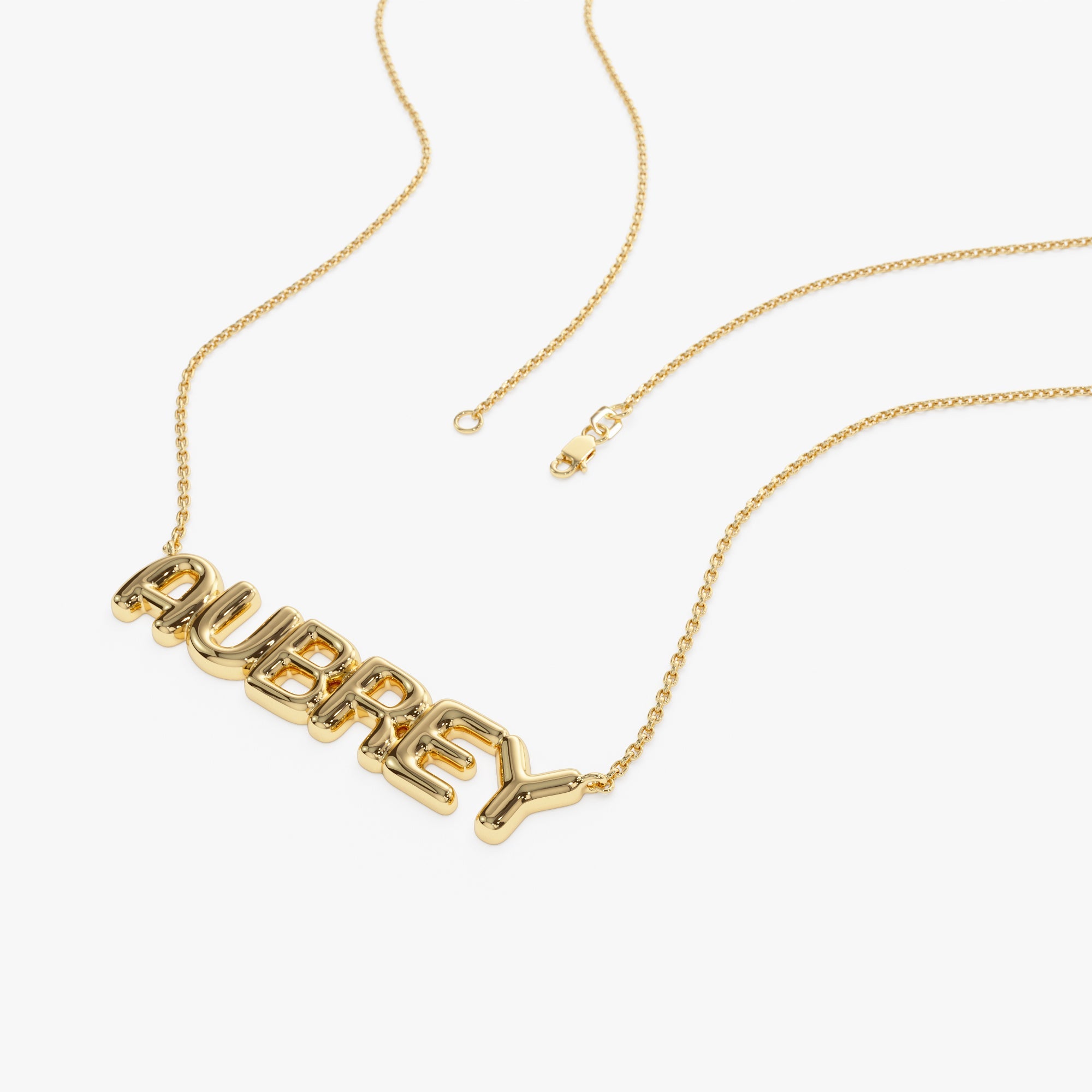 OBFJ0919 - 14K Bubble Name Necklace 7