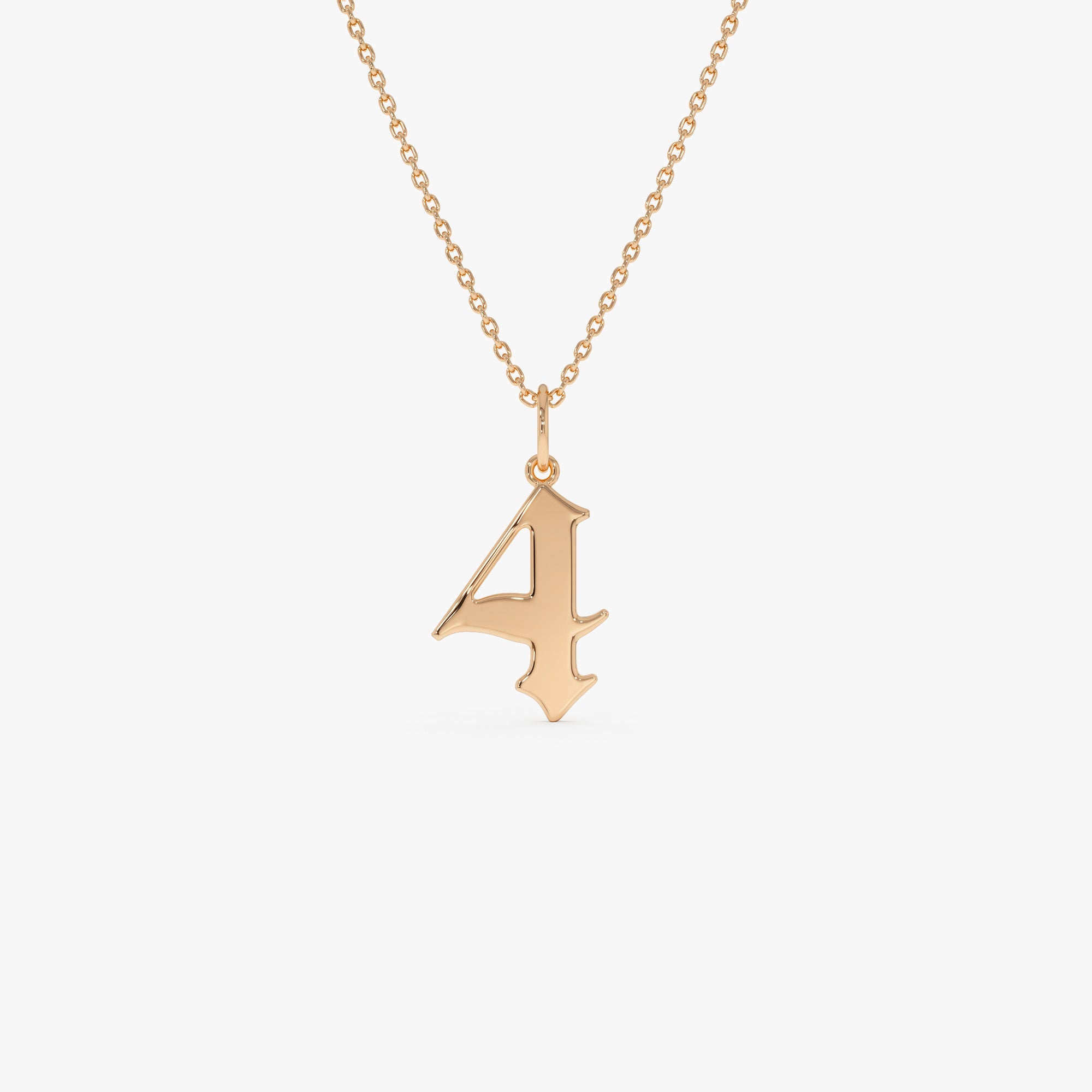 OBFJ0505 - Gothic Number Pendant Necklace necklace in selectable metal and diamond options - Roselle Jewelry view 5