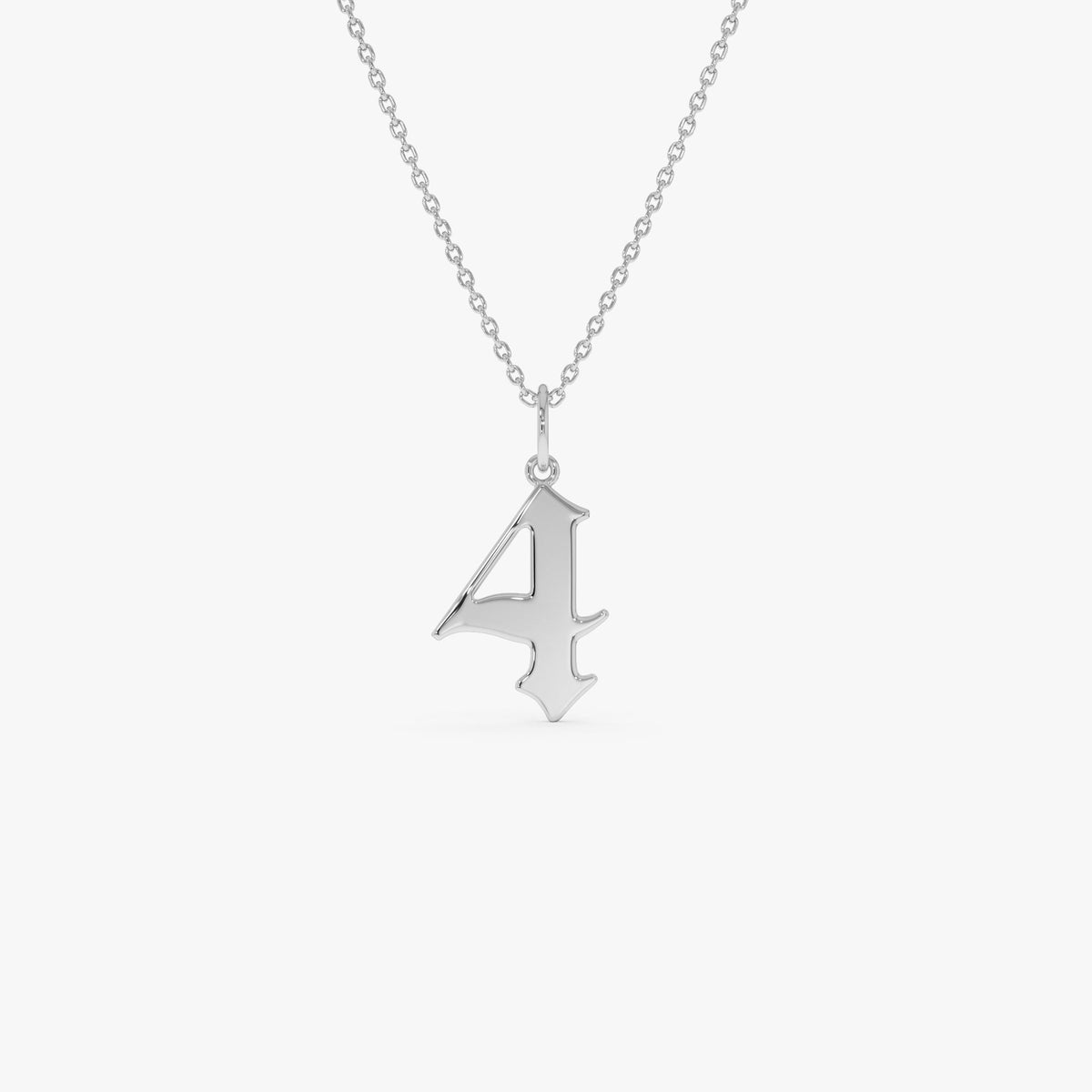 OBFJ0505 - Gothic Number Pendant Necklace necklace in selectable metal and diamond options - Roselle Jewelry view 6