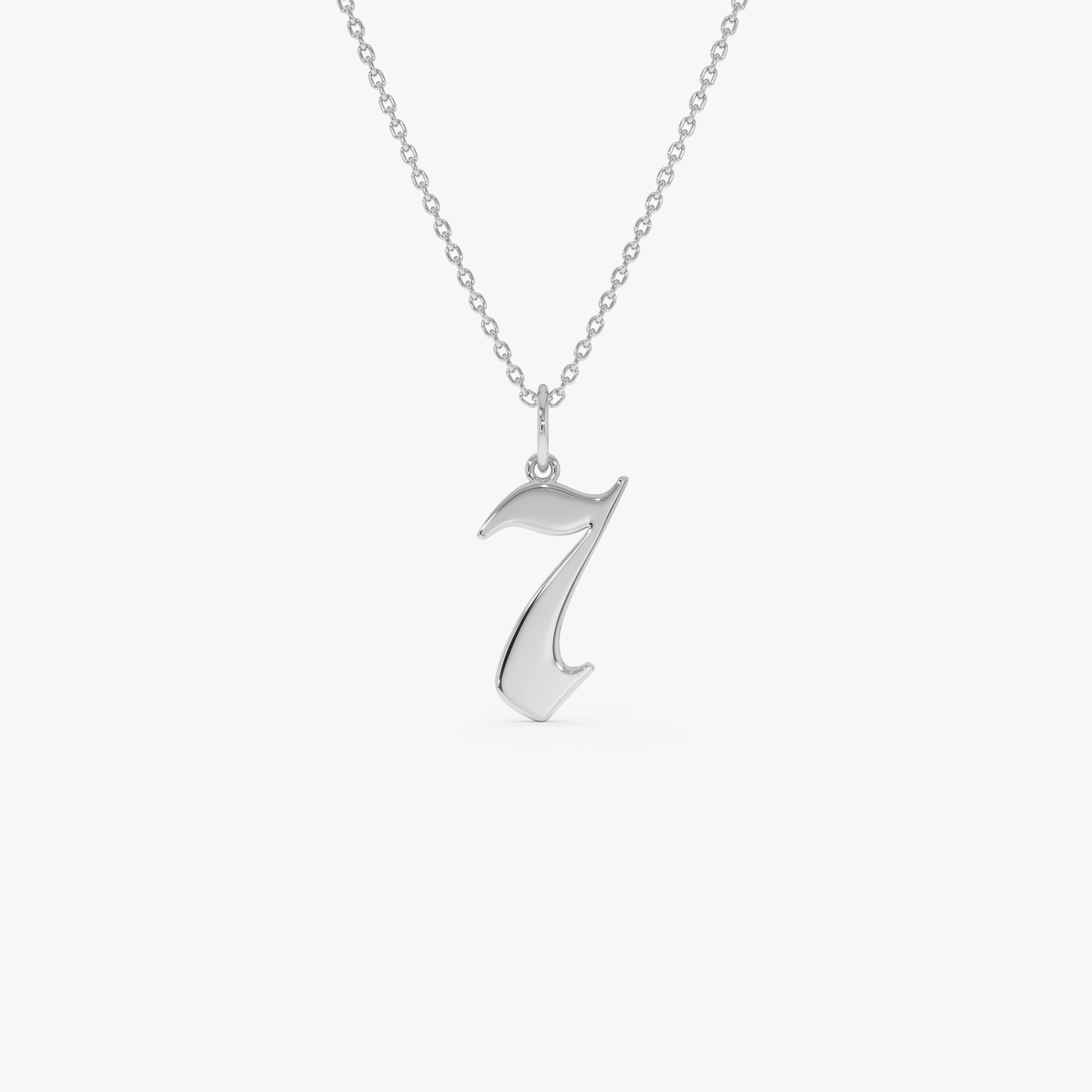 OBFJ0505 - Gothic Number Pendant Necklace necklace in selectable metal and diamond options - Roselle Jewelry view 7