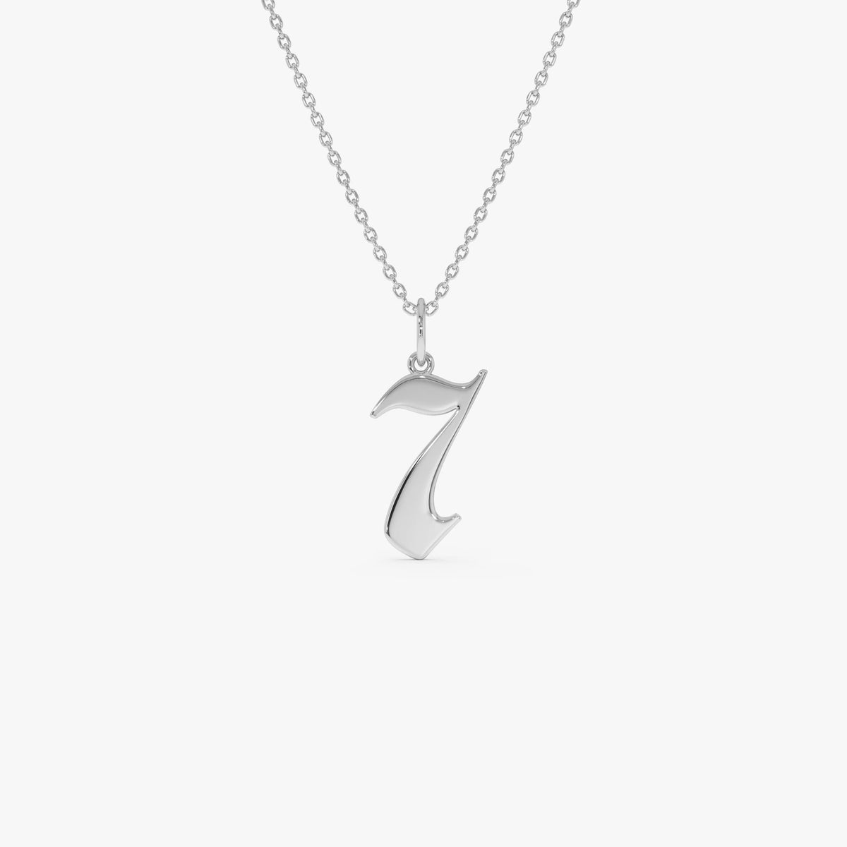 OBFJ0505 - Gothic Number Pendant Necklace necklace in selectable metal and diamond options - Roselle Jewelry view 7