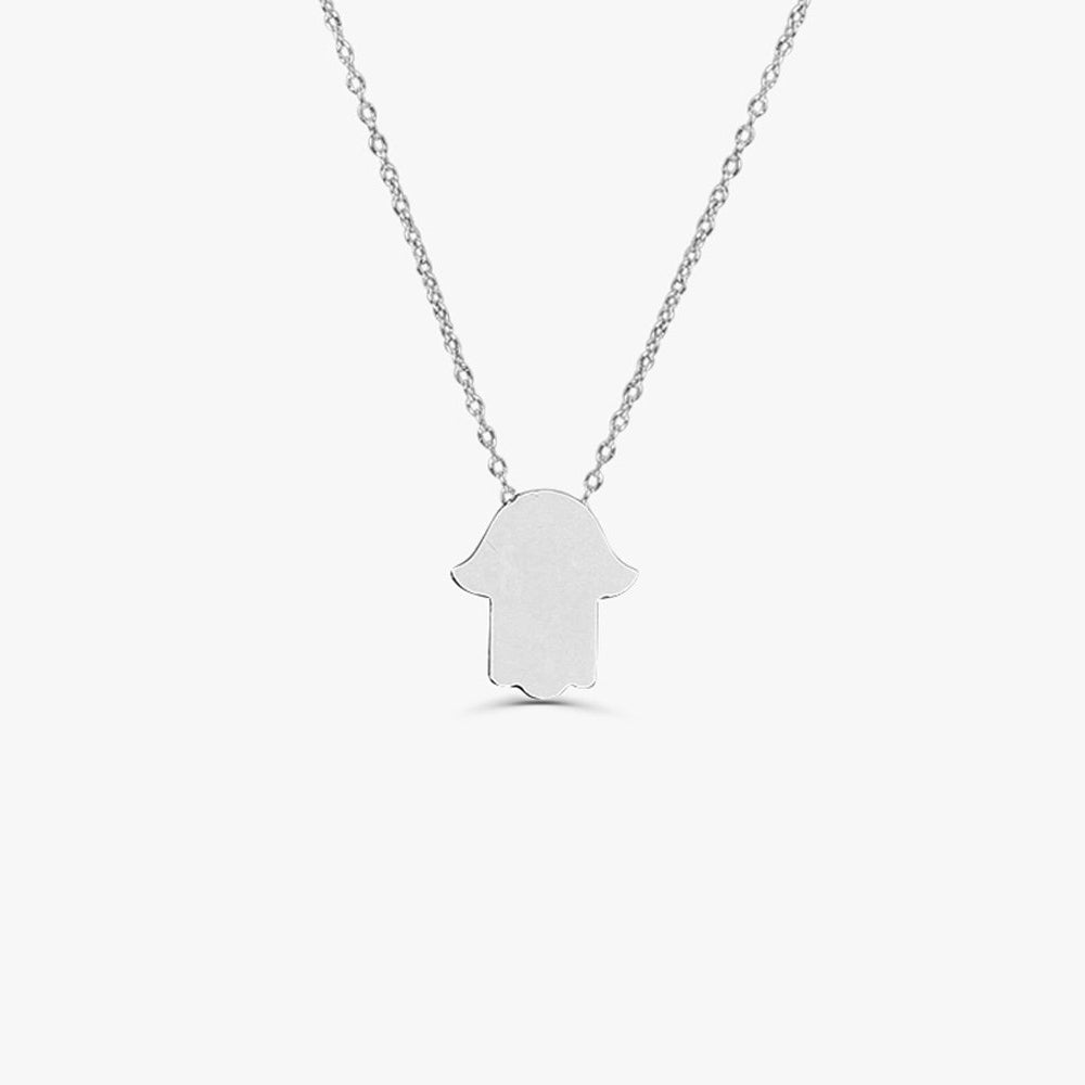 OBFJ1565 - Tiny Hamsa Necklace necklace in selectable metal and diamond options - Roselle Jewelry view 5