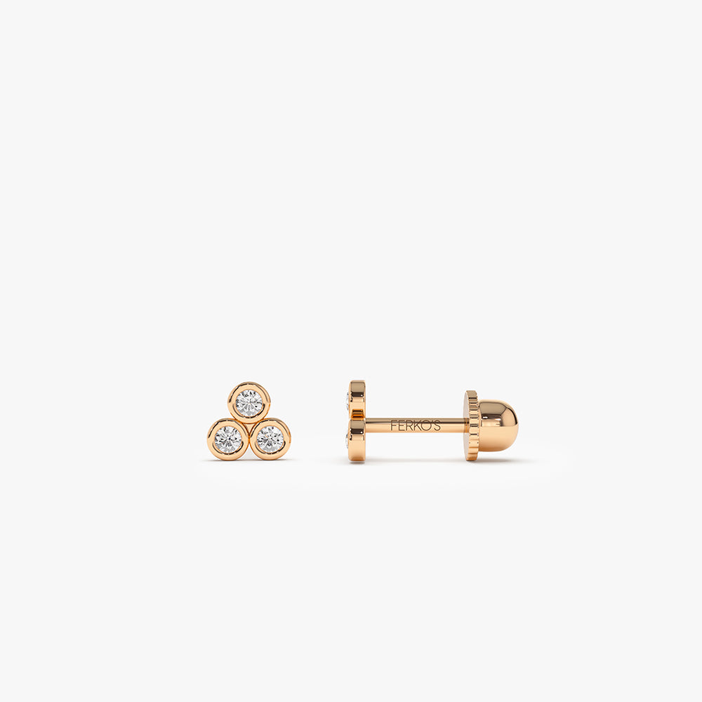 OBFJ2212 - Dainty Diamond Trio Helix Piercing earrings in selectable metal and diamond options - Roselle Jewelry view 4