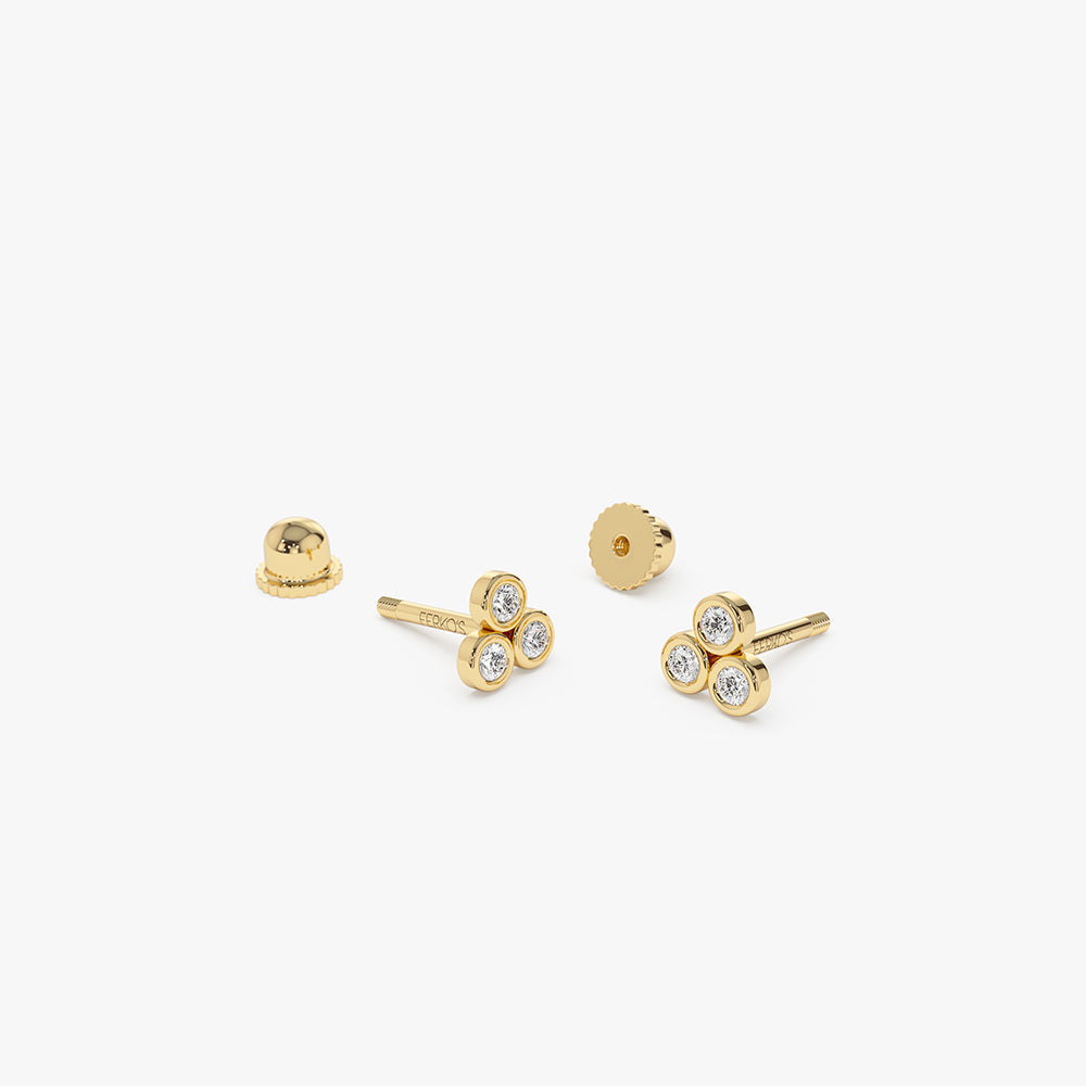 OBFJ2212 - Dainty Diamond Trio Helix Piercing earrings in selectable metal and diamond options - Roselle Jewelry view 7