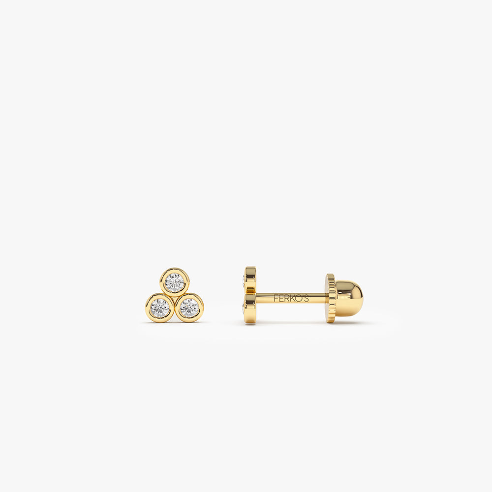 OBFJ2212 - Dainty Diamond Trio Helix Piercing earrings in selectable metal and diamond options - Roselle Jewelry view 1