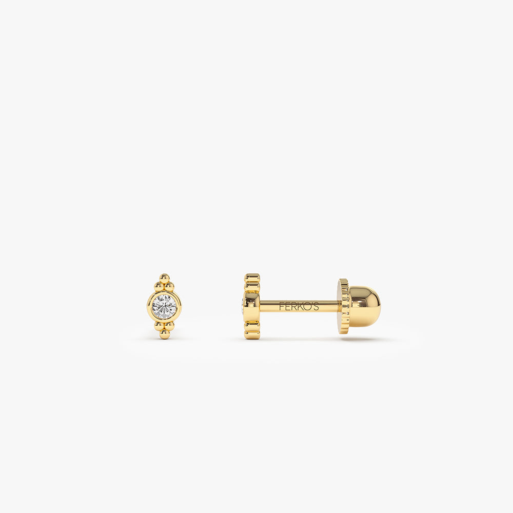 OBFJ2210 - Six Dot Diamond Helix Piercing earrings in selectable metal and diamond options - Roselle Jewelry view 1
