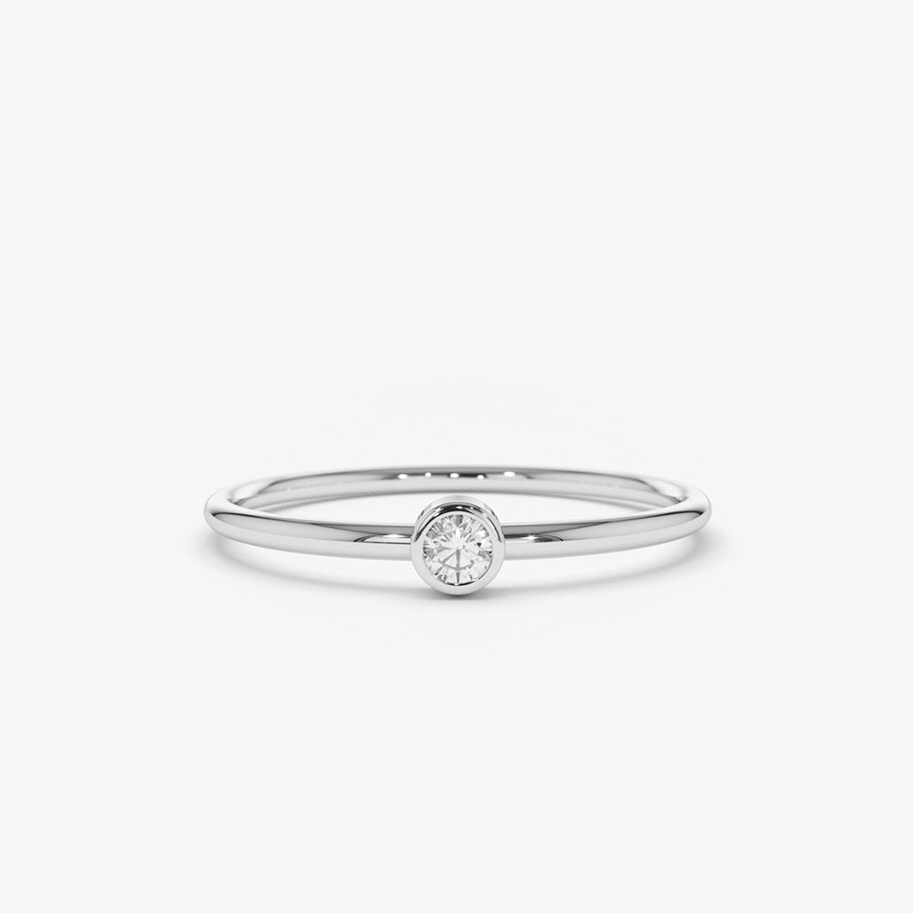 OBFJ1568 - 14K Gold Round Solitaire Diamond Ring 5