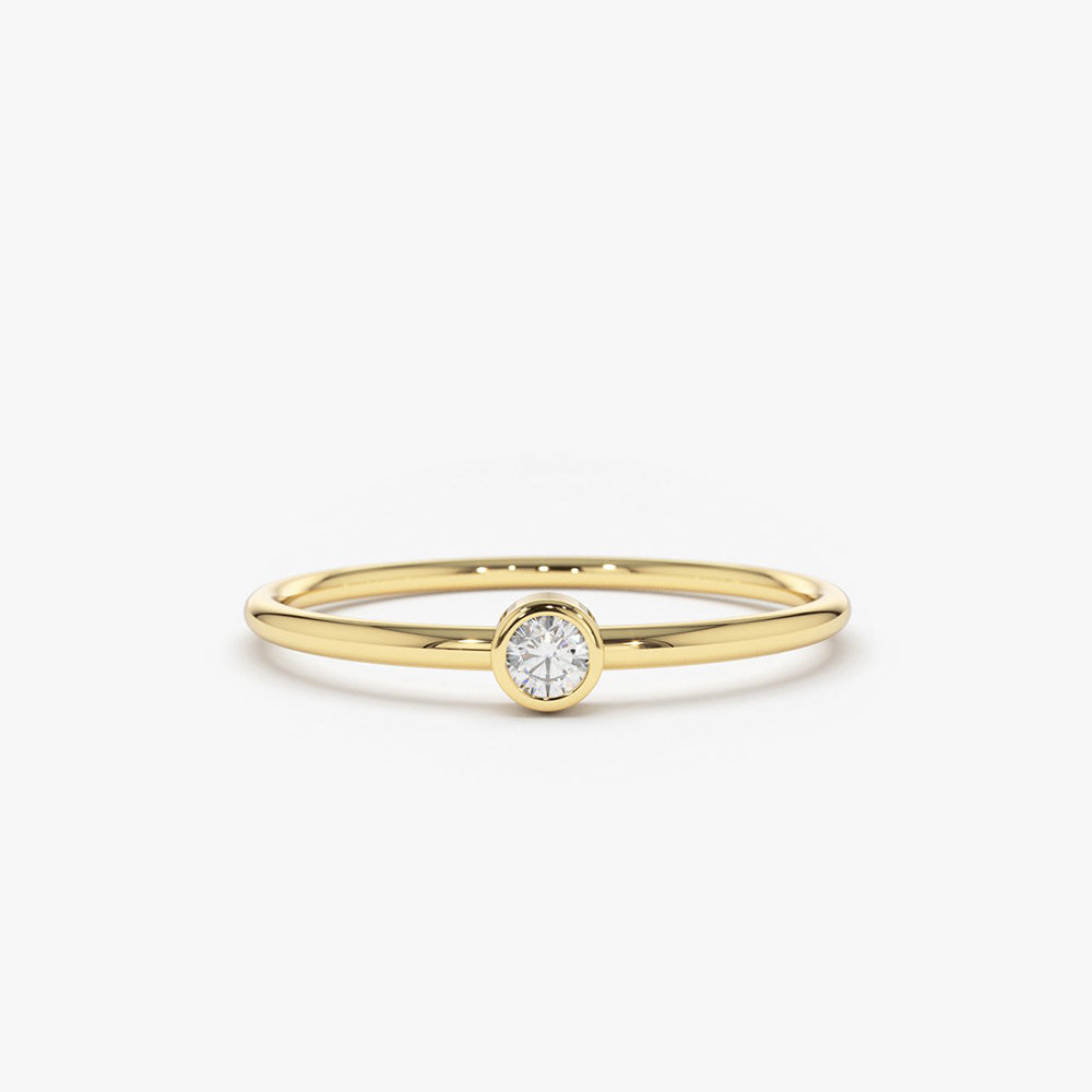 OBFJ1568 - 14K Gold Round Solitaire Diamond Ring 1