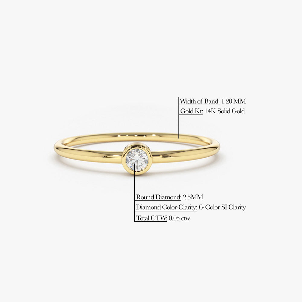 OBFJ1568 - 14K Gold Round Solitaire Diamond Ring 6