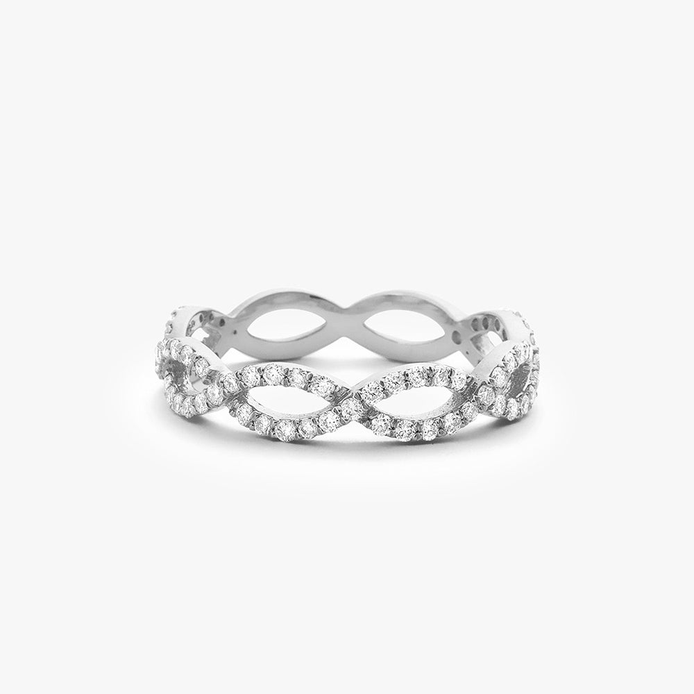 OBFJ1580 - 14K Gold Micro Pave Set Diamond Infinity Ring 5