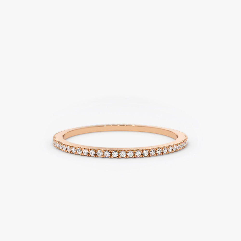 OBFJ1584 - 14K Ultra Thin 1MM Micro Pave Diamond Eternity Wedding Band 9