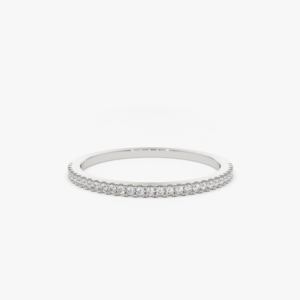 OBFJ1669 - 14K Gold Half Eternity Micro Pave Diamond Ring 6