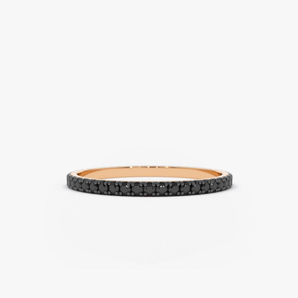 OBFJ1587 - Black Diamond Eternity Band ring in selectable metal and diamond options - Roselle Jewelry view 3