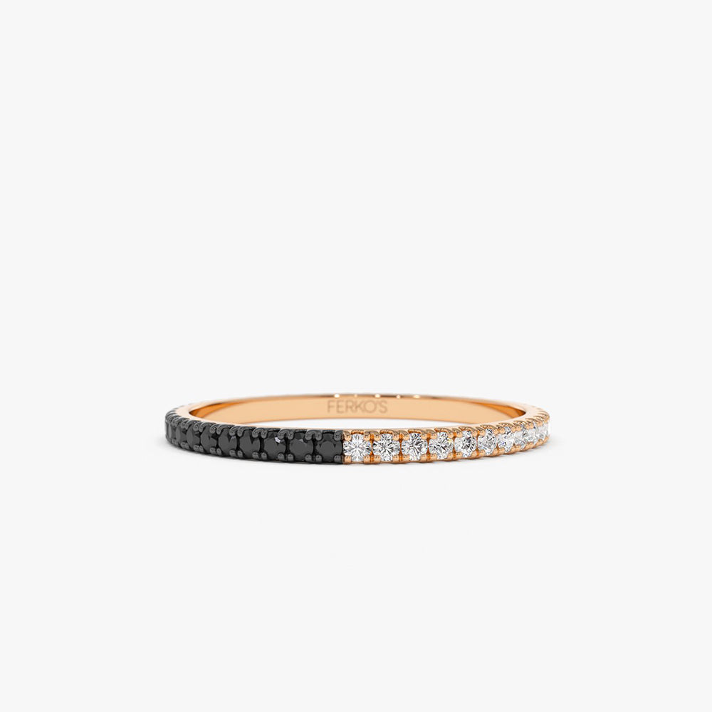 OBFJ2056 - 14k Black & White Diamond Micro Pave Eternity Band 7