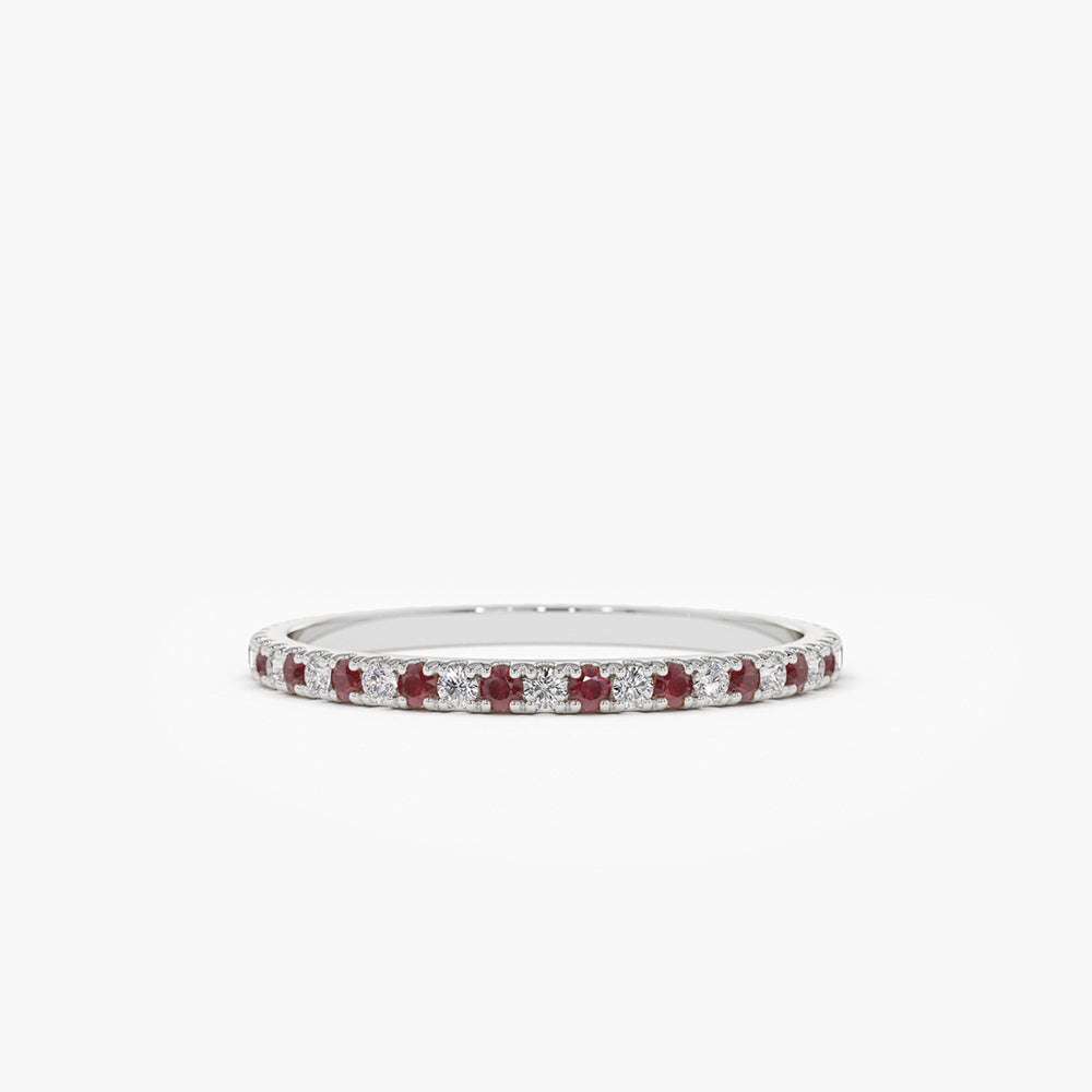 OBFJ1855 - 14K Ruby and Diamond Alternating Eternity Ring 7