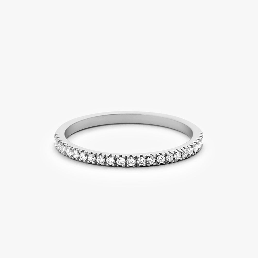 OBFJ1658 - 1.5MM Half Eternity Diamond Ring ring in selectable metal and diamond options - Roselle Jewelry view 6