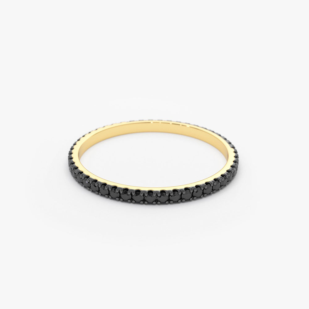 OBFJ1587 - Black Diamond Eternity Band ring in selectable metal and diamond options - Roselle Jewelry view 5