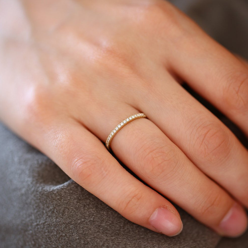 OBFJ1658 - 1.5MM Half Eternity Diamond Ring ring in selectable metal and diamond options - Roselle Jewelry view 4