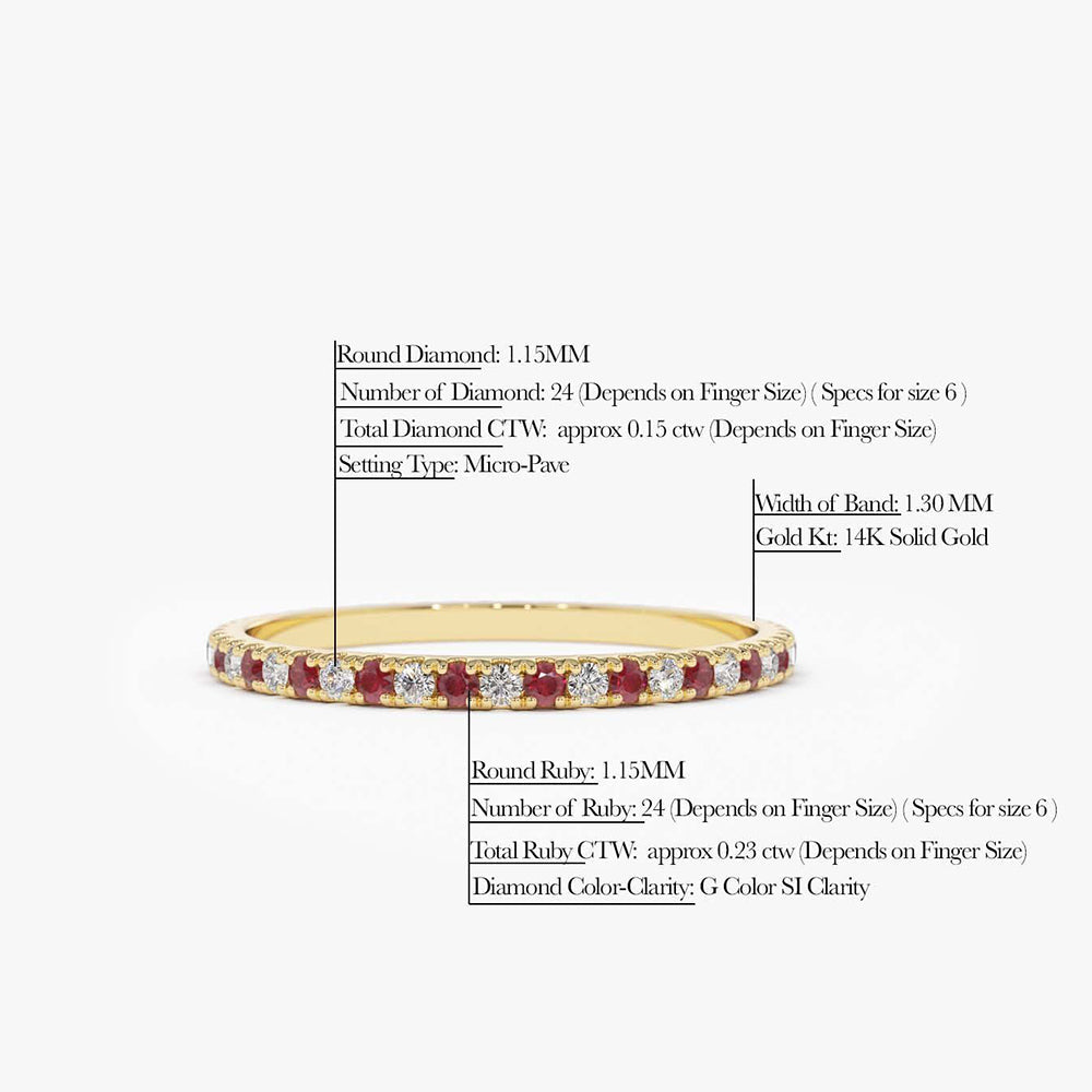 OBFJ1855 - 14K Ruby and Diamond Alternating Eternity Ring 9