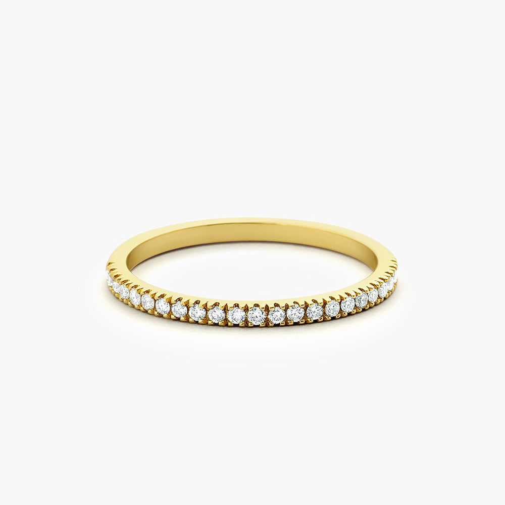 OBFJ1658 - 1.5MM Half Eternity Diamond Ring ring in selectable metal and diamond options - Roselle Jewelry view 1