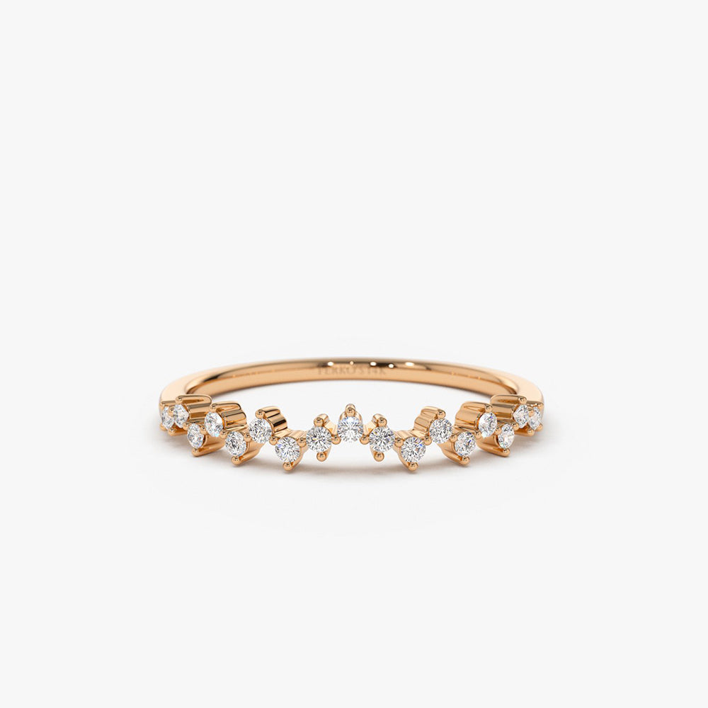 OBFJ1615 - 14K Gold Zig Zag Diamond Wedding Band 4