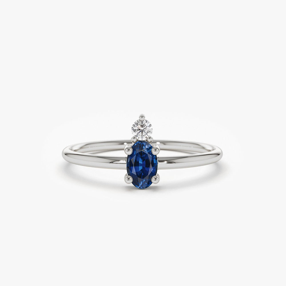 OBFJ1628 - 14K Gold Oval Sapphire and Diamond Ring 4