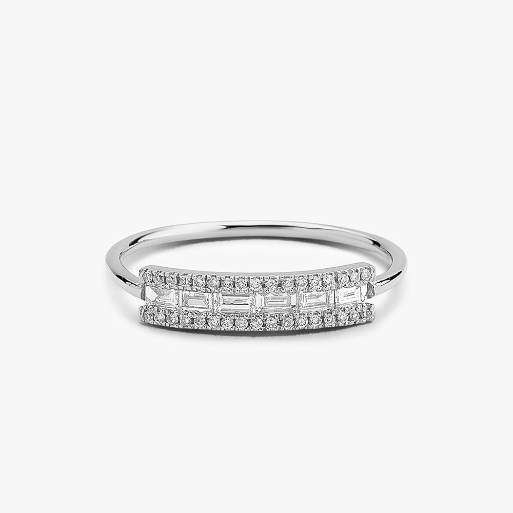 OBFJ1627 - 14K Gold Horizontal Baguette Diamond Ring 3
