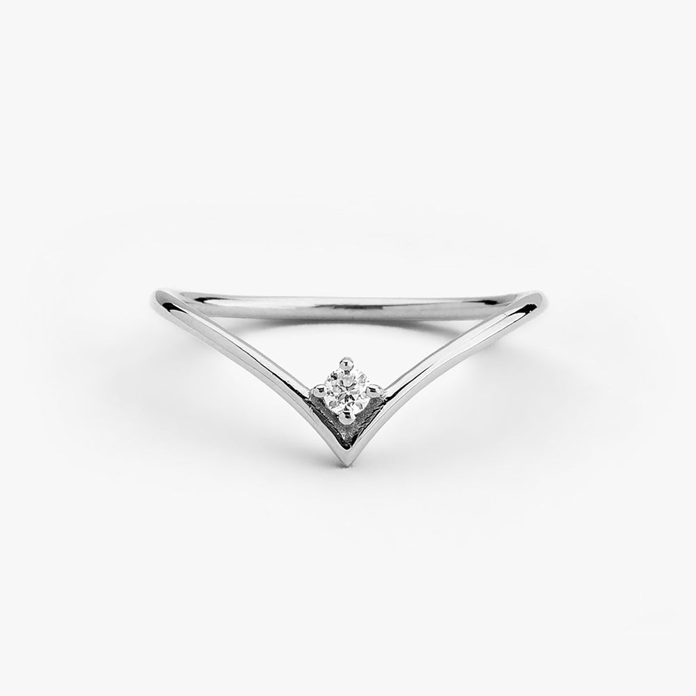 OBFJ1663 - Chevron Diamond Ring ring in selectable metal and diamond options - Roselle Jewelry view 5