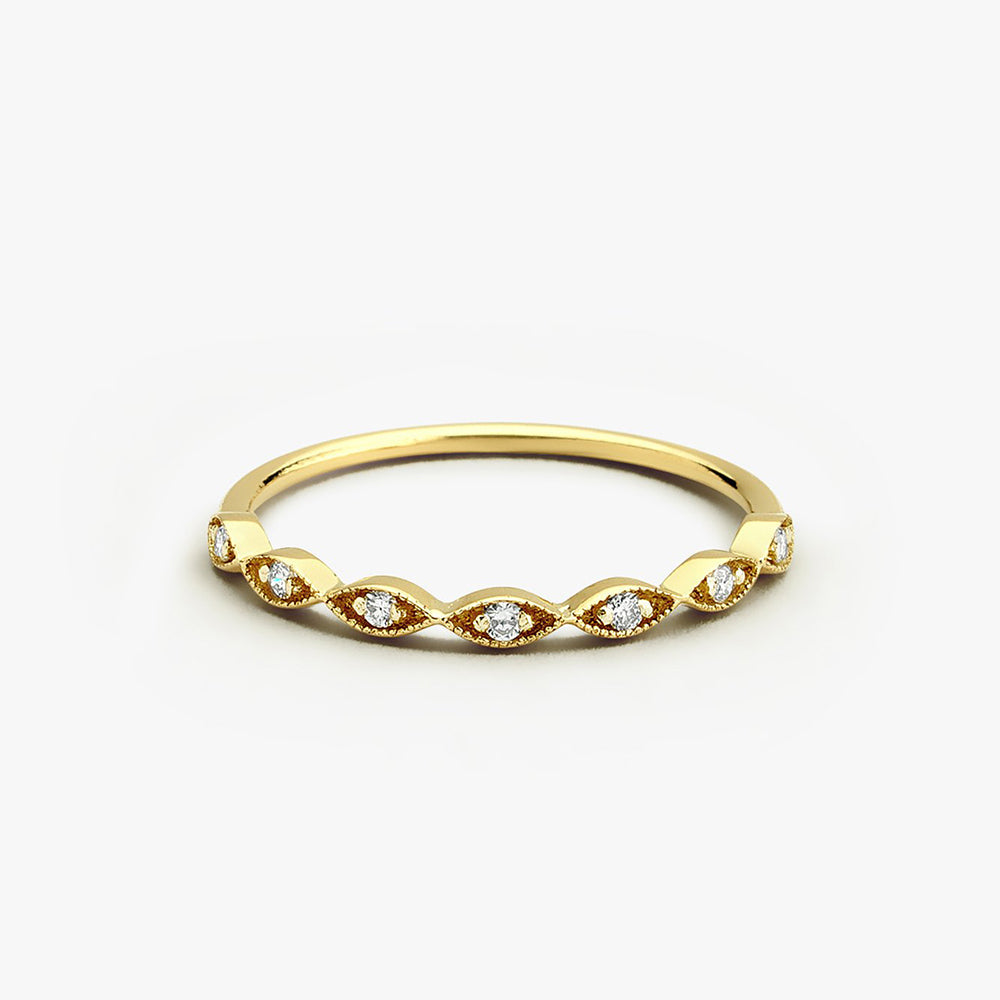 OBFJ1630 - 14k Gold Petite Art Deco Wedding Band 1
