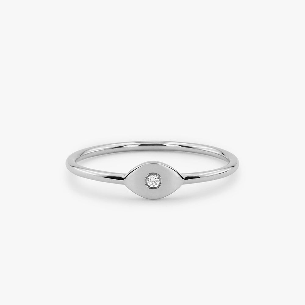 OBFJ1662 - 14K Gold Evil Eye Diamond Ring 8