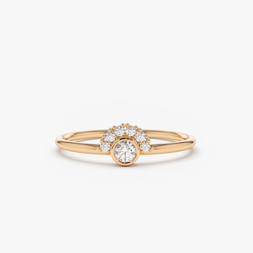 OBFJ1677 - 14K Gold Half Halo Diamond Ring 5