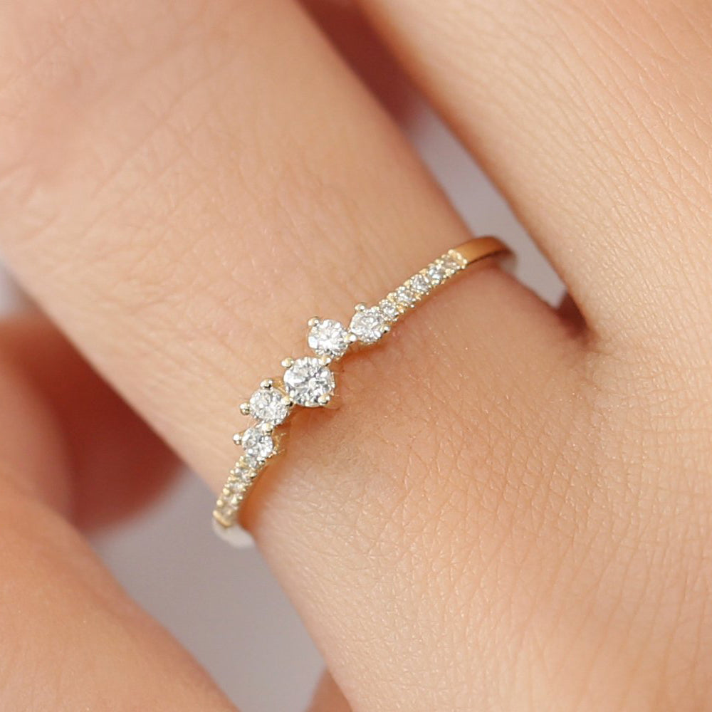 OBFJ1680 - 14k Bridal Diamond Cluster Ring 2