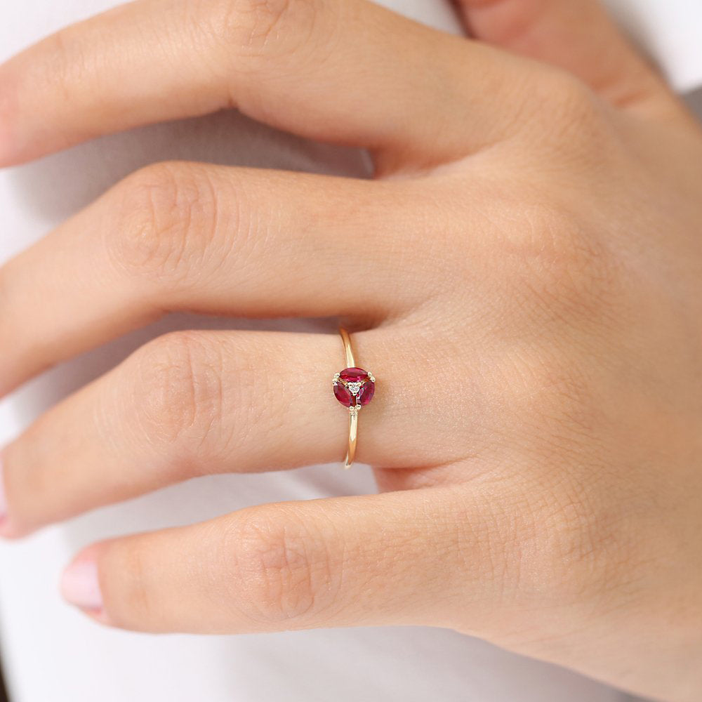 OBFJ1701 - Ruby Cluster Diamond Ring ring in selectable metal and diamond options - Roselle Jewelry view 3