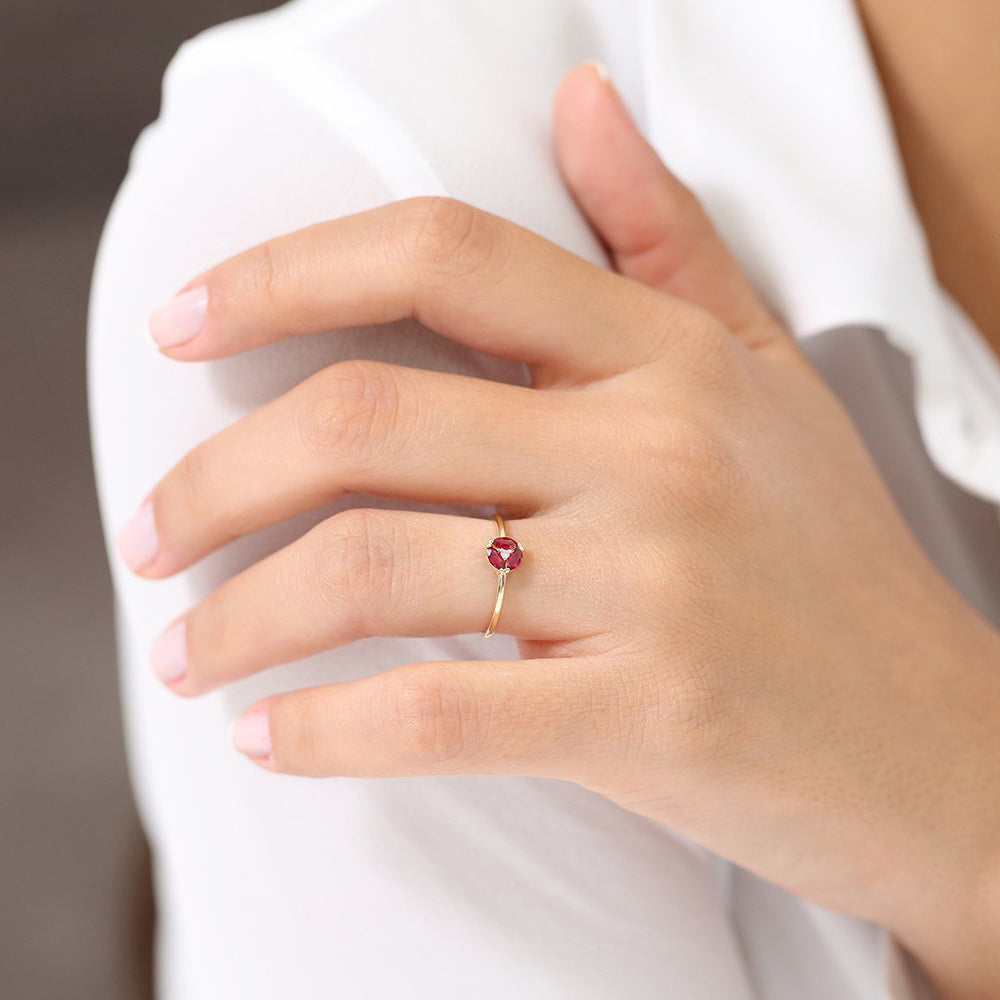 OBFJ1701 - Ruby Cluster Diamond Ring ring in selectable metal and diamond options - Roselle Jewelry view 4