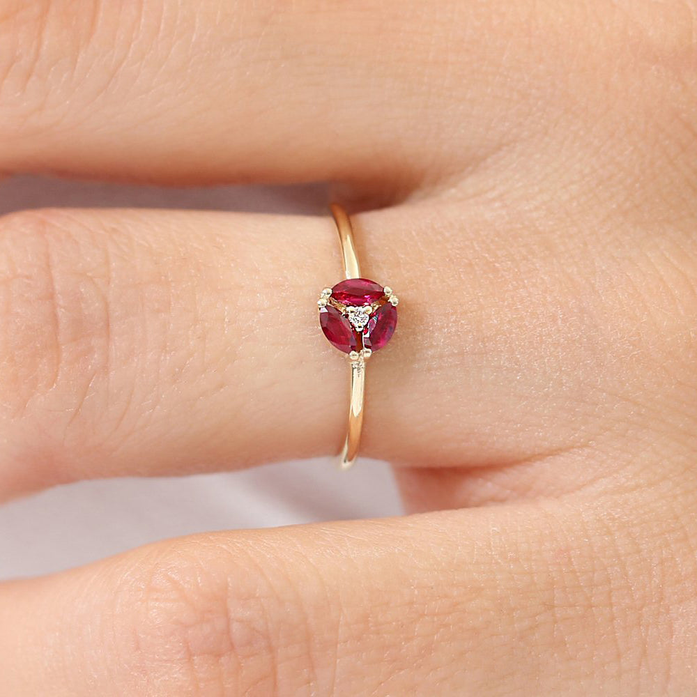 OBFJ1701 - Ruby Cluster Diamond Ring ring in selectable metal and diamond options - Roselle Jewelry view 2