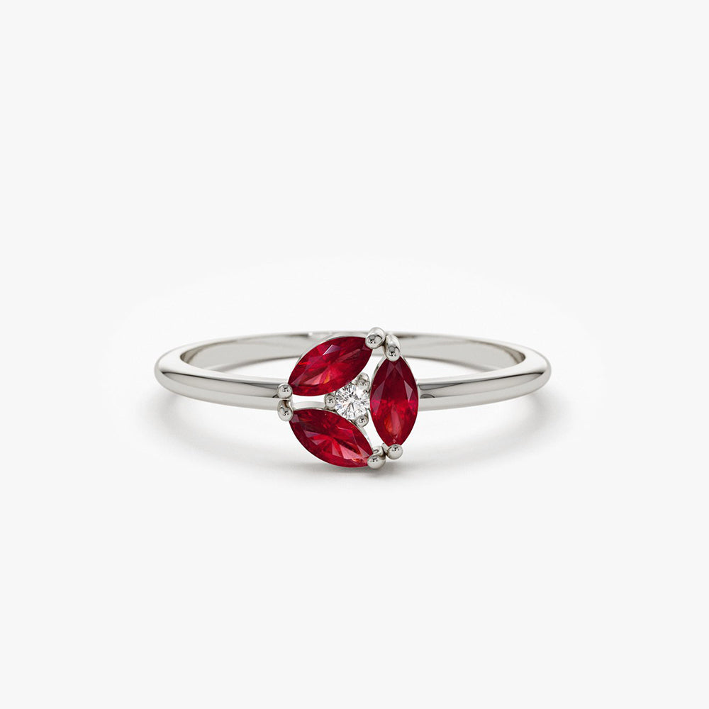 OBFJ1701 - Ruby Cluster Diamond Ring ring in selectable metal and diamond options - Roselle Jewelry view 6