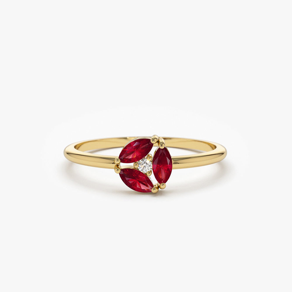 OBFJ1701 - Ruby Cluster Diamond Ring ring in selectable metal and diamond options - Roselle Jewelry view 1