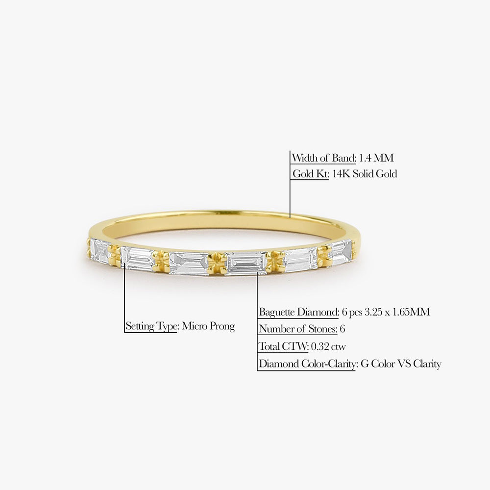 OBFJ1706 - 14K Gold Baguette Diamond Wedding Ring 7