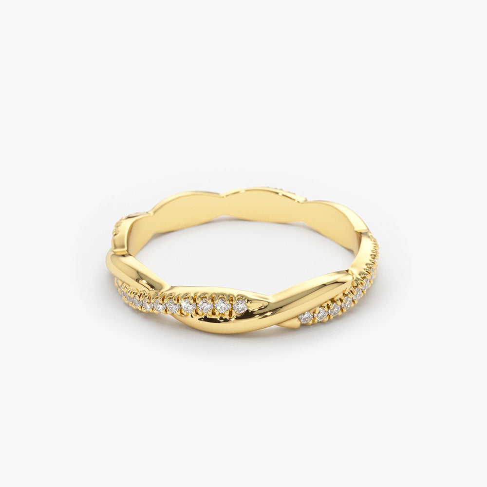 OBFJ1708 - Weaving Braid Eternity Diamond Ring ring in selectable metal and diamond options - Roselle Jewelry view 9