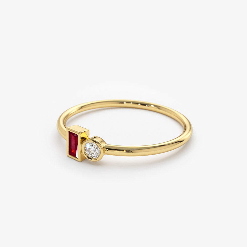 OBFJ1747 - 14k Baguette Ruby and Diamond Ring 6