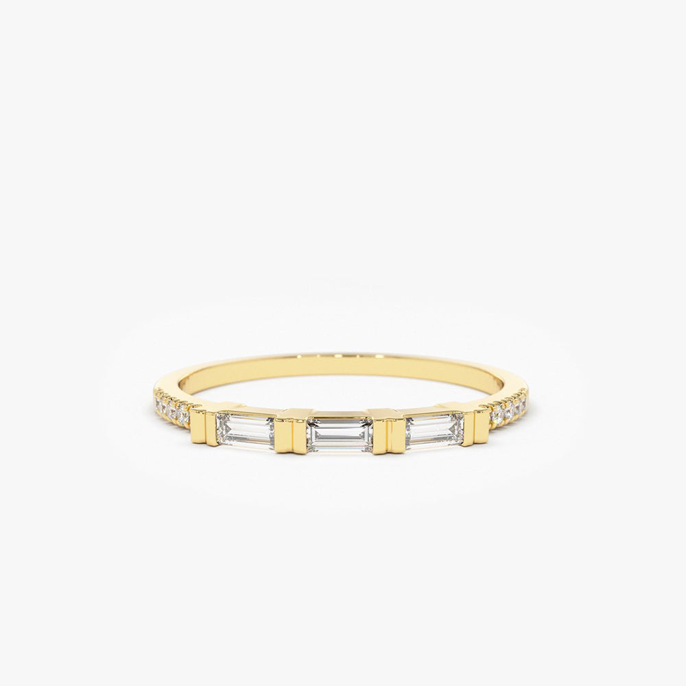 OBFJ1821 - 3 Baguette Matching Diamond Ring ring in selectable metal and diamond options - Roselle Jewelry view 1